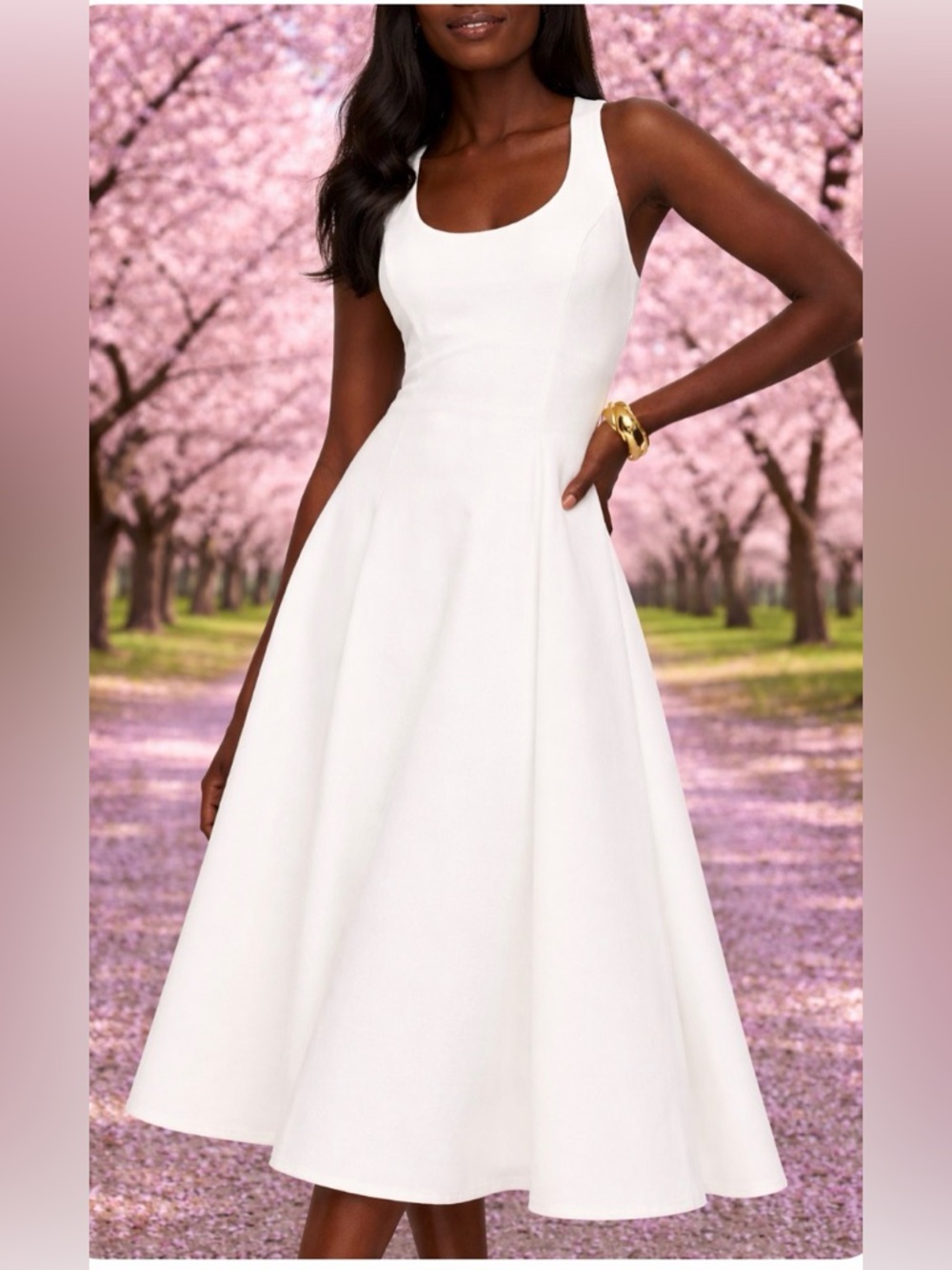 Reformation White Midi sleeveless Dress size large - Picture 2 of 7